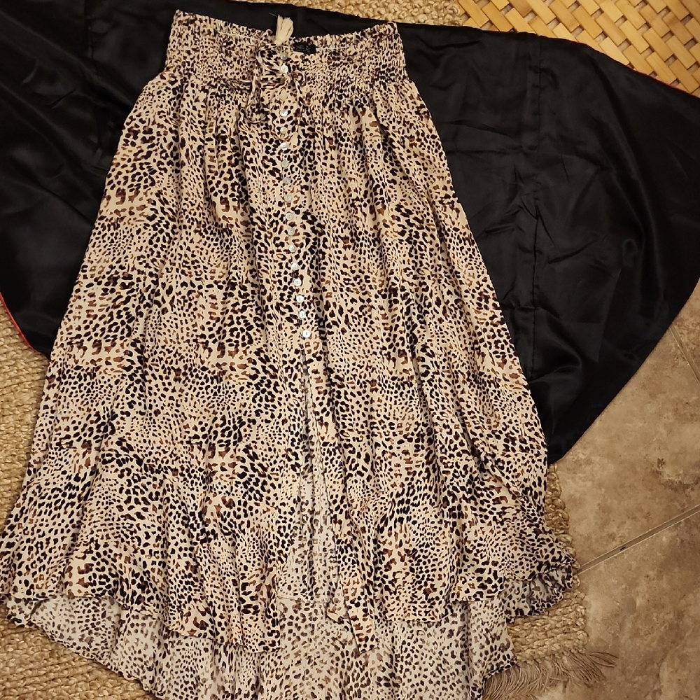 Rachel Zoe Leopard Print High Low Skirt